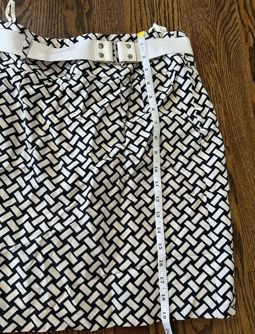 ANTONIO MELANI Linen/Silk Blend Black White Pencil Skirt Pockets Sz 6 Lined EUC - Picture 5 of 8